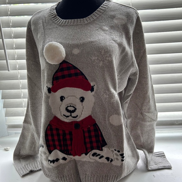 Karen Scott Gray Knot Snowman Sweater NWT XL - Picture 1 of 4